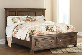 Flynnter California King Panel Bed with 2 Storage Drawers-Medium Brown