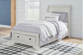 Signature Design by Ashley Robbinsdale Twin Sleigh Storage Bed-Antique White