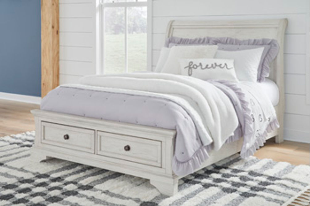 Signature Design by Ashley Robbinsdale Full Sleigh Storage Bed-Antique White