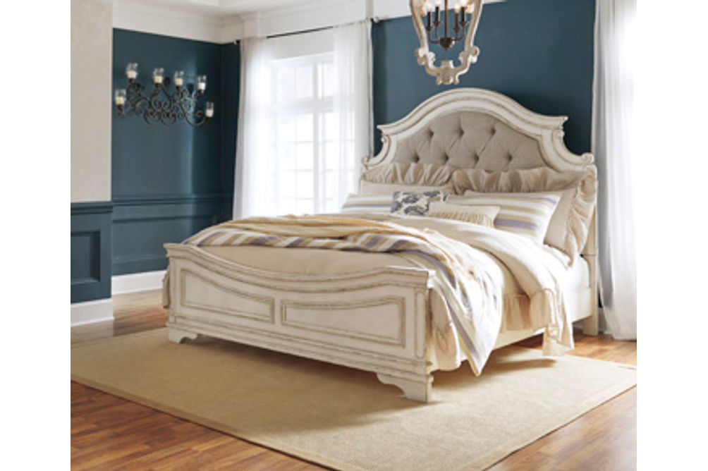Signature Design by Ashley Realyn Queen Upholstered Panel Bed-Chipped White