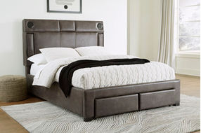 Signature Design by Ashley Mirlenz King Upholstered Bed with Storage-Brown