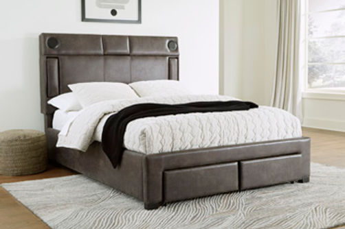 Signature Design by Ashley Mirlenz Queen Upholstered Bed with Storage-Brown