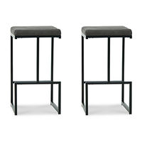 Signature Design by Ashley Strumford Bar Height Bar Stool (Set of 2)-Gray/Blac