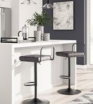 Signature Design by Ashley Strumford Bar Height Bar Stool (Set of 2)-Gray/Blac