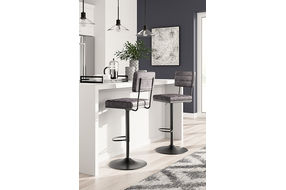 Signature Design by Ashley Strumford Bar Height Bar Stool (Set of 2)-Gray/Blac