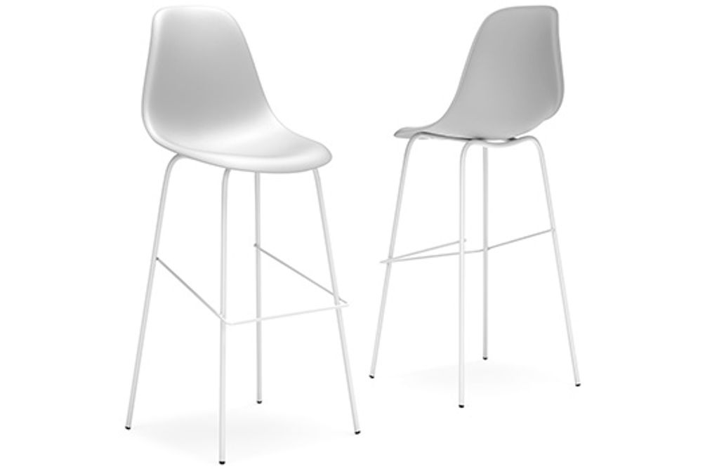 Signature Design by Ashley Forestead Bar Height Bar Stool (Set of 2)-White