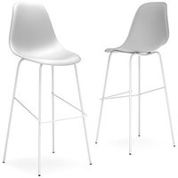 Signature Design by Ashley Forestead Bar Height Bar Stool (Set of 2)-White