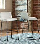 Signature Design by Ashley Nerison Bar Height Bar Stool (Set of 2)-Linen/Black