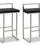 Signature Design by Ashley Madanere Bar Height Bar Stool (Set of 2)-Black/Chro