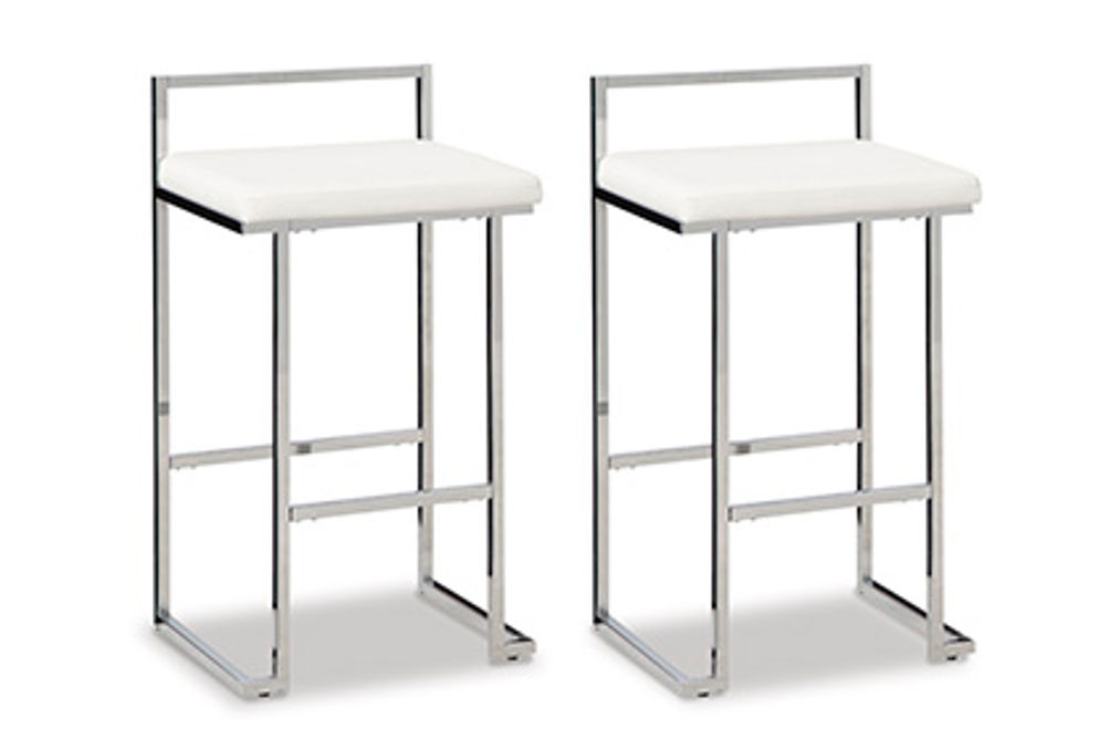 Signature Design by Ashley Madanere Bar Height Bar Stool (Set of 2)-White/Chro