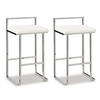 Signature Design by Ashley Madanere Bar Height Bar Stool (Set of 2)-White/Chro