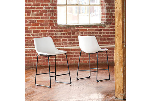 Signature Design by Ashley Centiar Counter Height Bar Stool (Set of 2)-White