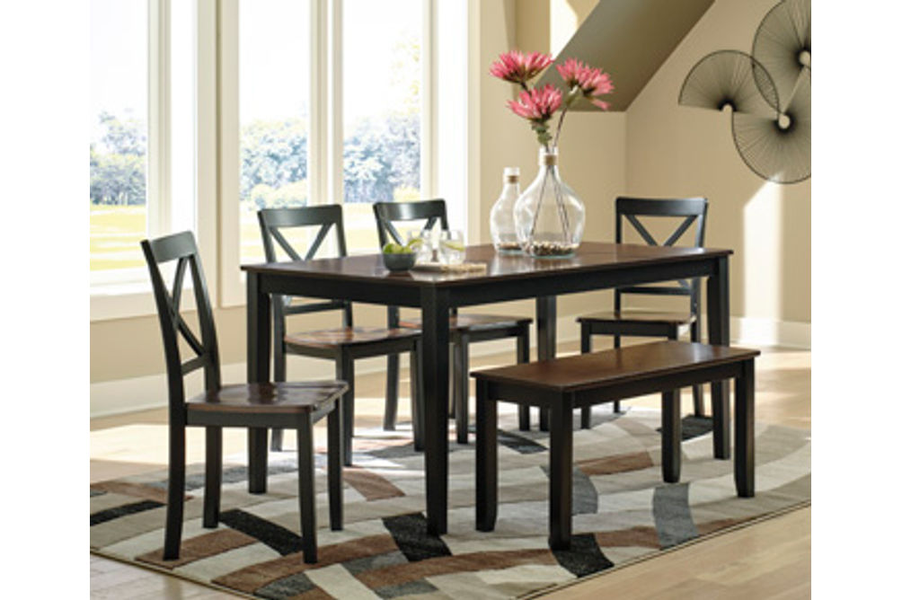 Larsondale Dining Table and Chairs with Bench (Set of 6)