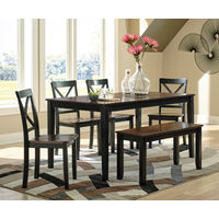 Larsondale Dining Table and Chairs with Bench (Set of 6)