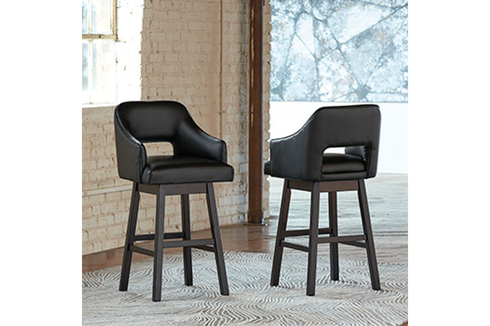 Signature Design by Ashley Tallenger Bar Height Bar Stool (Set of 2)-Black/Dar