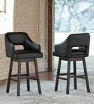 Signature Design by Ashley Tallenger Bar Height Bar Stool (Set of 2)-Black/Dar