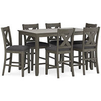 Caitbrook Counter Height Dining Table and Bar Stools (Set of 7)-Gray