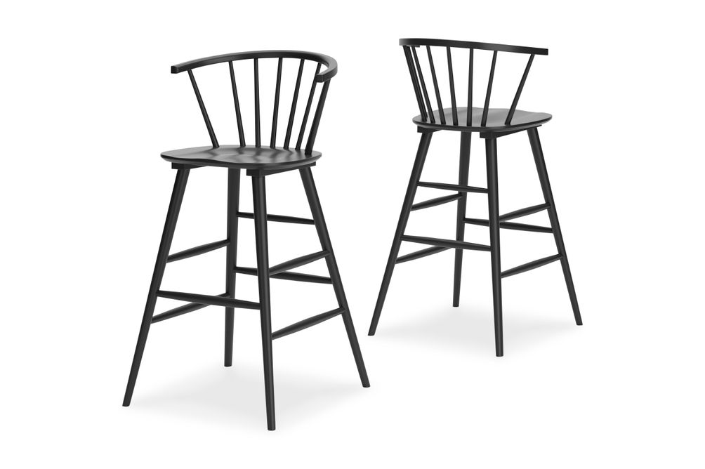 Signature Design by Ashley Otaska Bar Height Stool (Set of 2)-Black