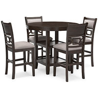 Langwest Counter Height Dining Table and 4 Barstools (Set of 5)-Brown