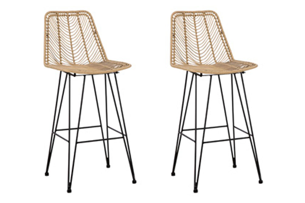 Signature Design by Ashley Angentree Bar Height Bar Stool (Set of 2)-Natural/B