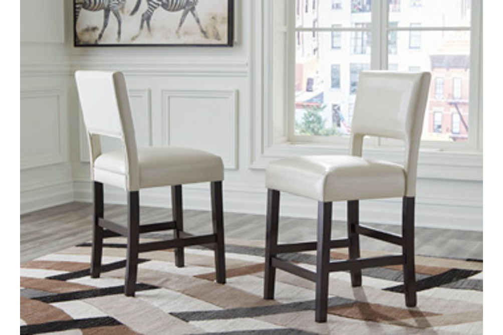 Signature Design by Ashley Leektree Counter Height Bar Stool (Set of 2)-Ivory/