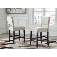 Signature Design by Ashley Leektree Counter Height Bar Stool (Set of 2)-Ivory/