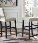 Signature Design by Ashley Leektree Bar Height Bar Stool (Set of 2)-Ivory/Brow