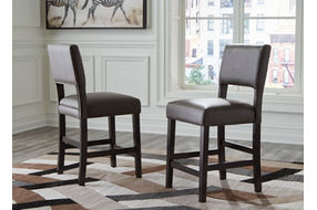 Signature Design by Ashley Leektree Counter Height Bar Stool (Set of 2)-Gray/B