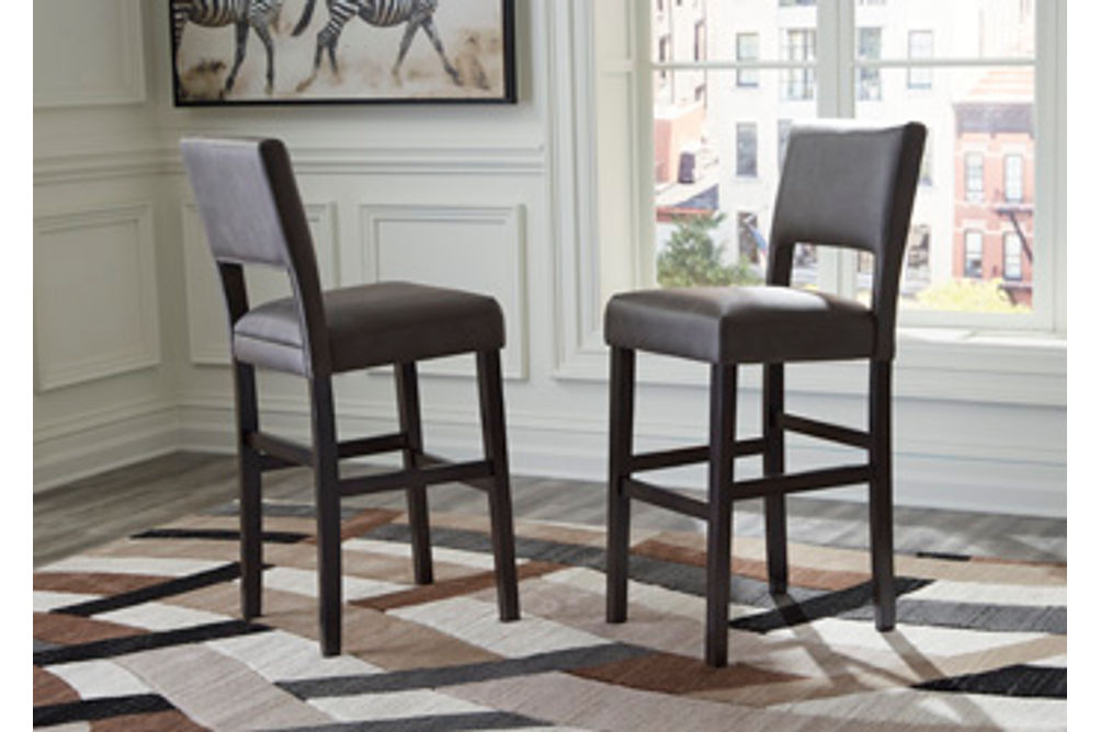 Signature Design by Ashley Leektree Bar Height Bar Stool (Set of 2)-Gray/Brown