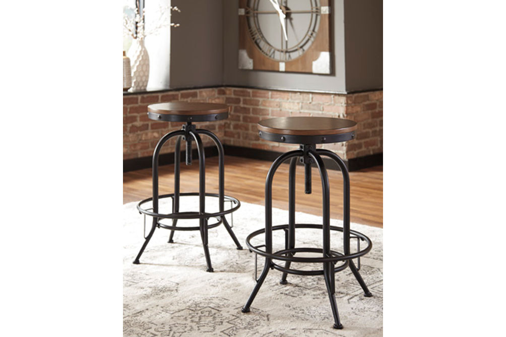 Signature Design by Ashley Valebeck Bar Height Bar Stool (Set of 2)-Brown/Blac