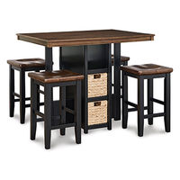 Dolingham Counter Height Dining Table and Bar Stools (Set of 5)-Black/Brown