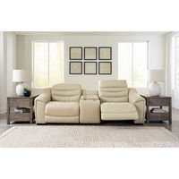 Center Line 3-Piece Power Reclining Loveseat with Console-Cream