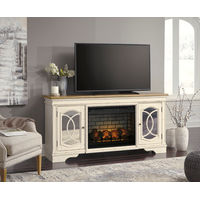 Signature Design by Ashley Realyn 74" TV Stand with Electric Fireplace-Ch