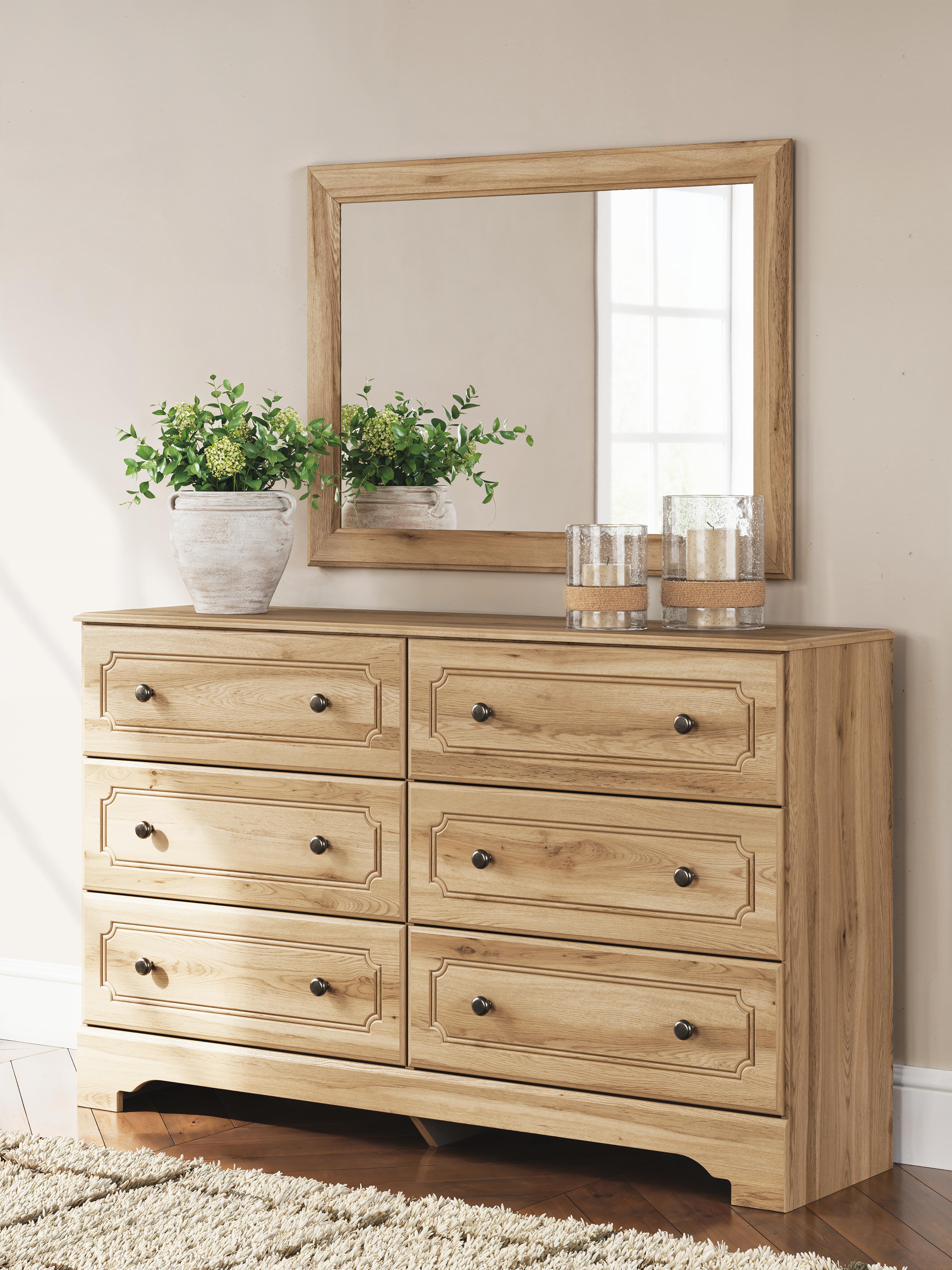 Rent-To-Own Aleaport Queen Panel Bed, Dresser with Mirror, and