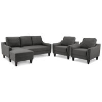 Signature Design by Ashley Jarreau Sofa Chaise Sleeper and 2 Chairs-Gray