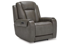 Signature Design by Ashley Card Player Power Recliner-Smoke