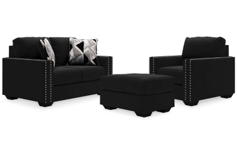 Signature Design by Ashley Gleston Loveseat, Chair and Ottoman-Onyx