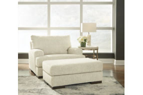 Signature Design by Ashley Caretti Oversized Chair and Ottoman-Parchment