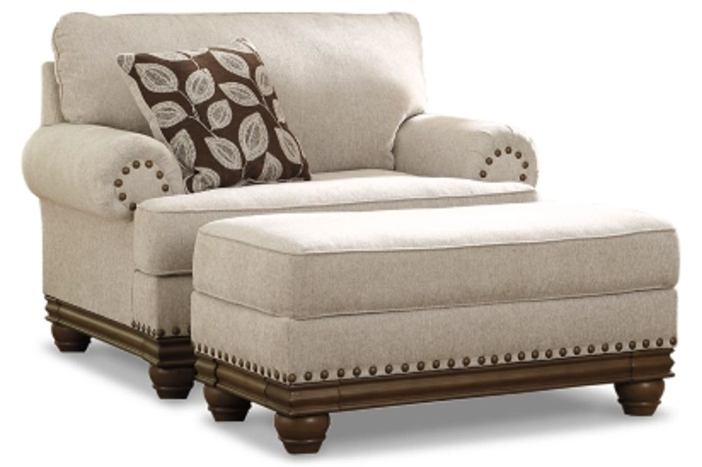 Signature Design by Ashley Harleson Chair and Ottoman-Wheat