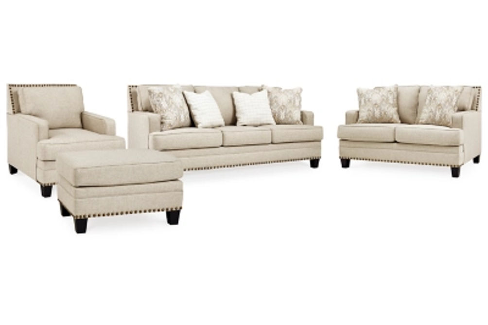 Benchcraft Claredon Sofa, Loveseat, Chair and Ottoman-Linen