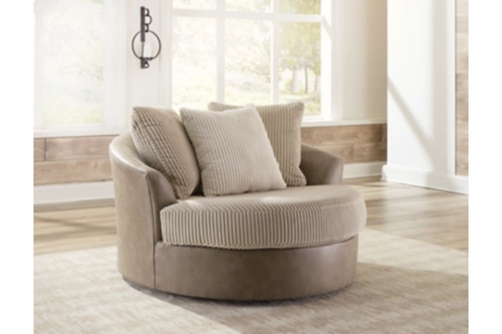 Signature Design by Ashley Keskin Oversized Swivel Accent Chair-Sand