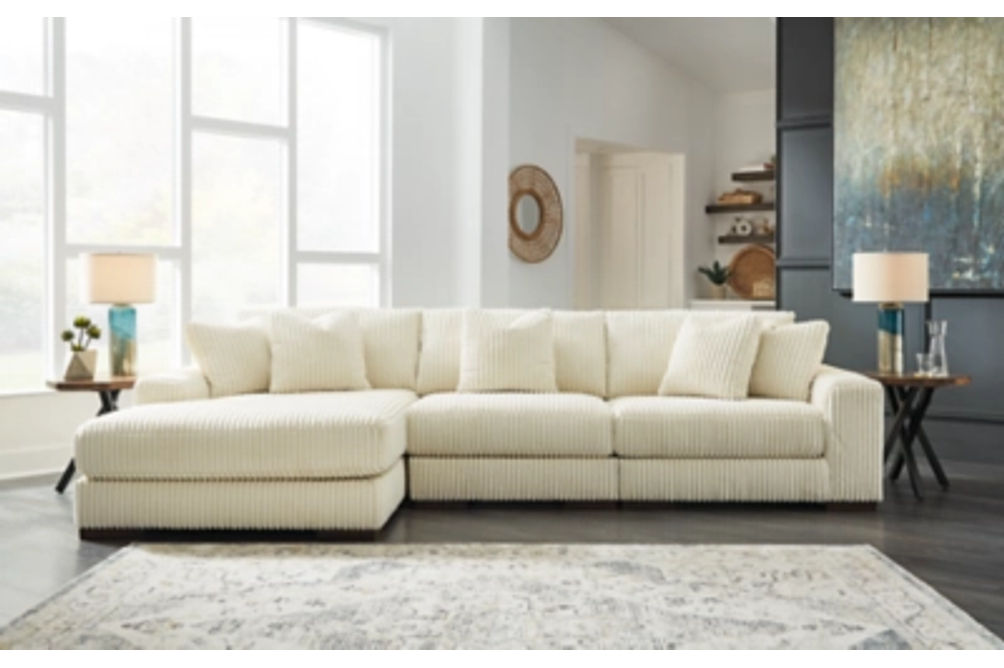 Signature Design by Ashley Lindyn 3-Piece Sectional with Chaise-Ivory