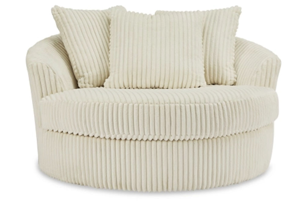 Signature Design by Ashley Lindyn Oversized Swivel Accent Chair-Ivory