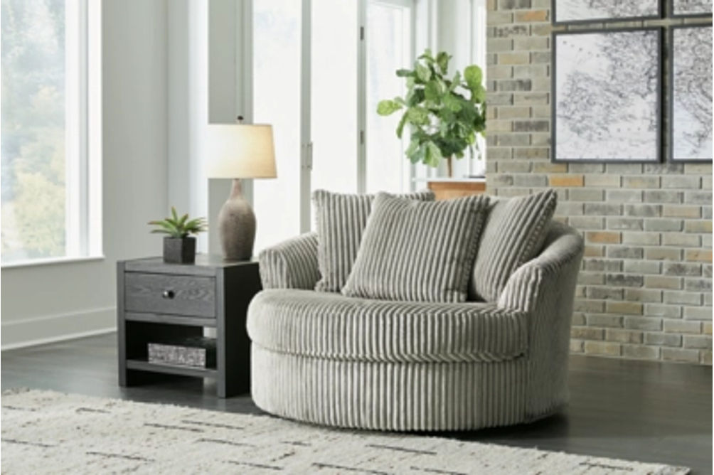 Signature Design by Ashley Lindyn Oversized Swivel Accent Chair-Fog