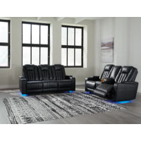 Signature Design by Ashley Center Point Reclining Sofa and Loveseat-Black