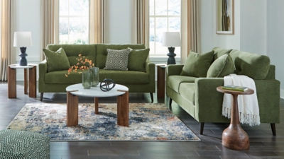 Rent-To-Own Signature Design by Ashley Bixler Sofa and Loveseat-Olive |  Rent-A-Center, image size:2000x2000