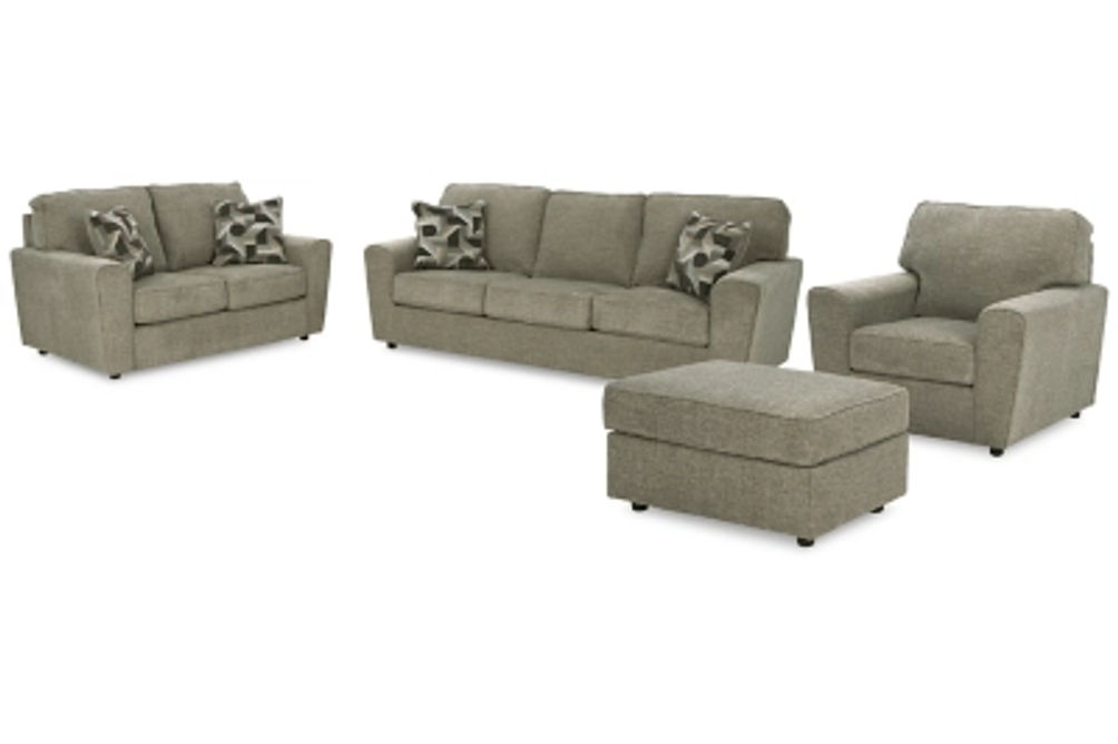 Signature Design by Ashley Cascilla Sofa, Loveseat, Chair and Ottoman-Pewter