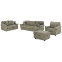 Signature Design by Ashley Cascilla Sofa, Loveseat, Chair and Ottoman-Pewter