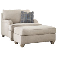 Benchcraft Traemore Chair and Ottoman-Linen