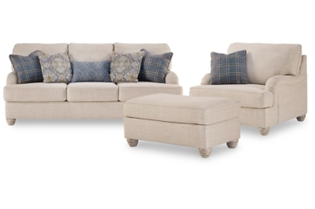 Benchcraft Traemore Sofa, Oversized Chair and Ottoman-Linen